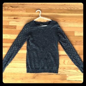 Dark grey sweater with rhinestone sleeves